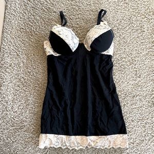 Pinup style black/cream slip lingerie chemise